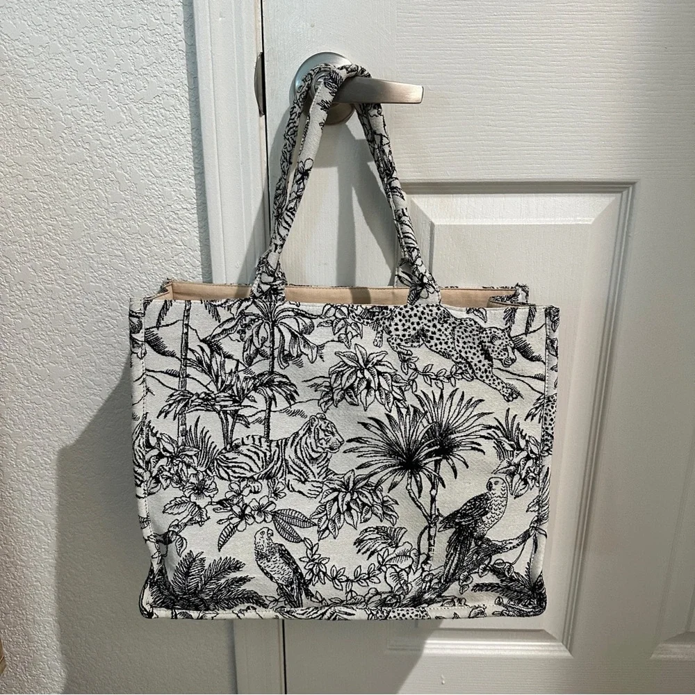 H&M Jacquard Tote in Jungle Print Bloggers Favorite - Picture 2 of 10
